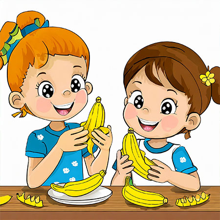 Kindergarten Übung Banane schälen und essen Bildungsdoku-Vorlagen