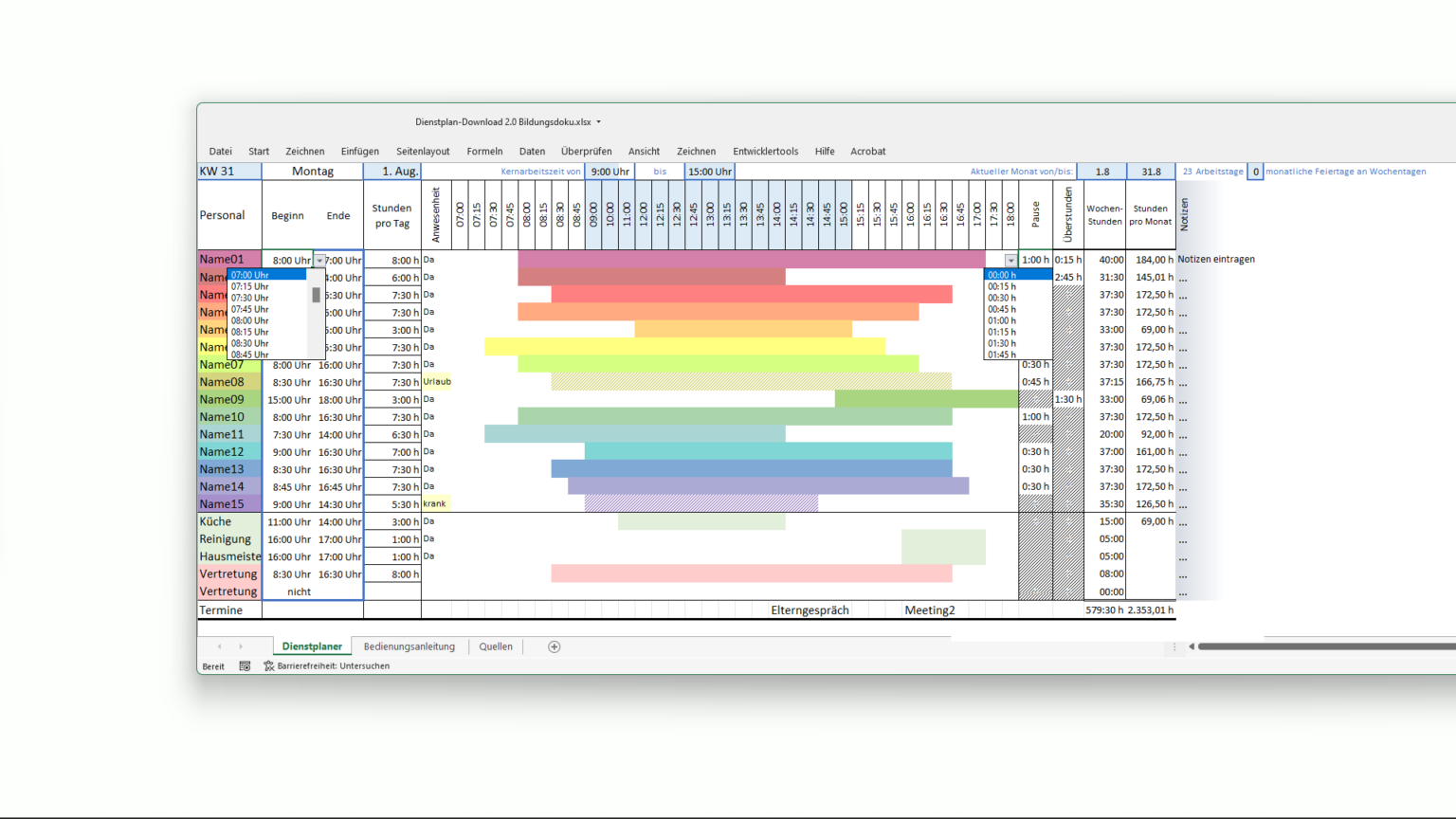 Dienstplan für Kitas im Vergleich ⭐️ Kita Dienstplan & Bildungsdoku